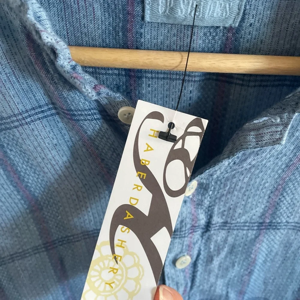 NWT CP Shades Linen Jasmine Plaid Print Tunic - Picture 3 of 7